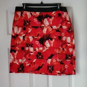 Larry Levine Red and Black Stretch SKIRT, SIZE 10